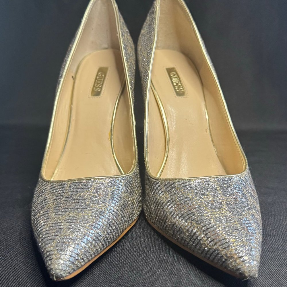 G by Guess Stiletto Heels Silver & Gold Size 8.5